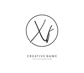XF Initial letter handwriting and signature logo. A concept handwriting initial logo with template element.