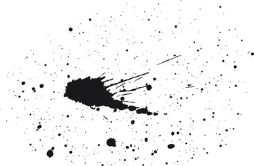 Splattered black ink. Vector illustration of a black ink splatter on a white background.
