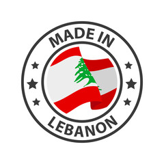 Made in Lebanon icon. Stamp sticker. Vector illustration