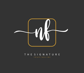 NF Initial letter handwriting and signature logo. A concept handwriting initial logo with template element.