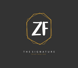 ZF Initial letter handwriting and signature logo. A concept handwriting initial logo with template element.