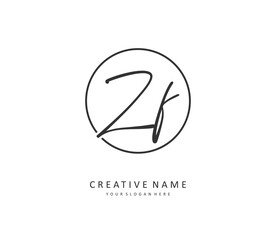 ZF Initial letter handwriting and signature logo. A concept handwriting initial logo with template element.