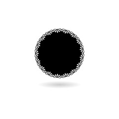 Flat circle leaves icon with shadow