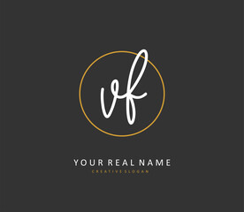 VF Initial letter handwriting and signature logo. A concept handwriting initial logo with template element.