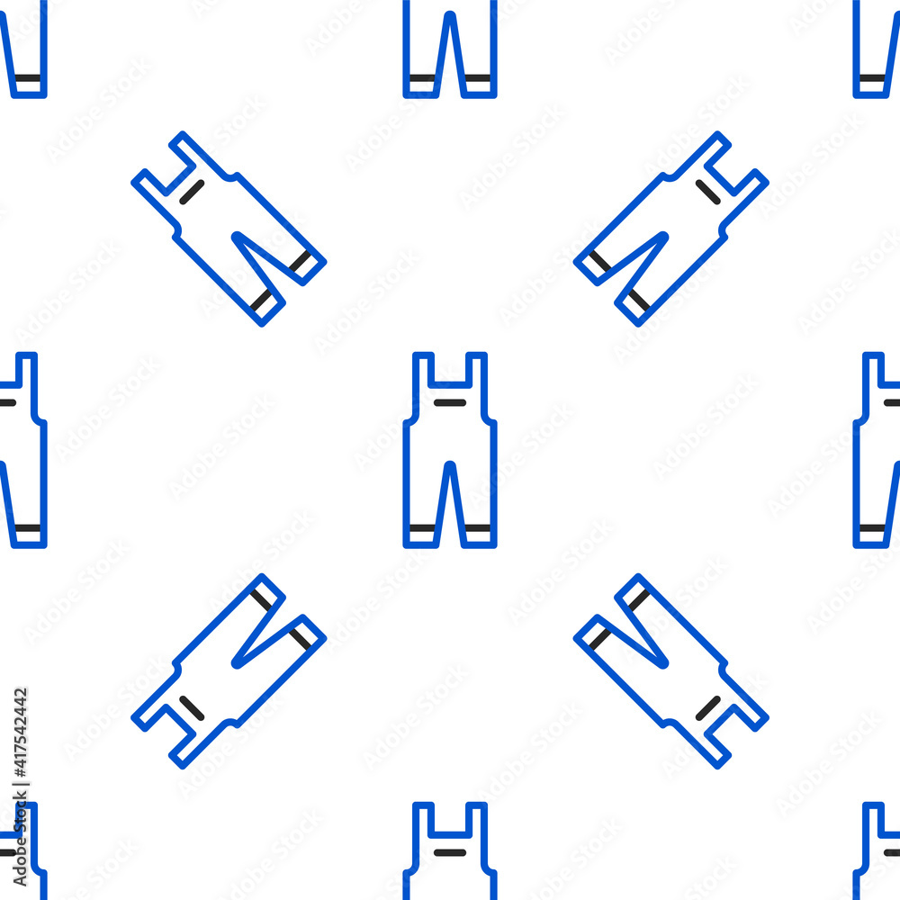 Poster line work overalls icon isolated seamless pattern on white background. colorful outline concept. vec