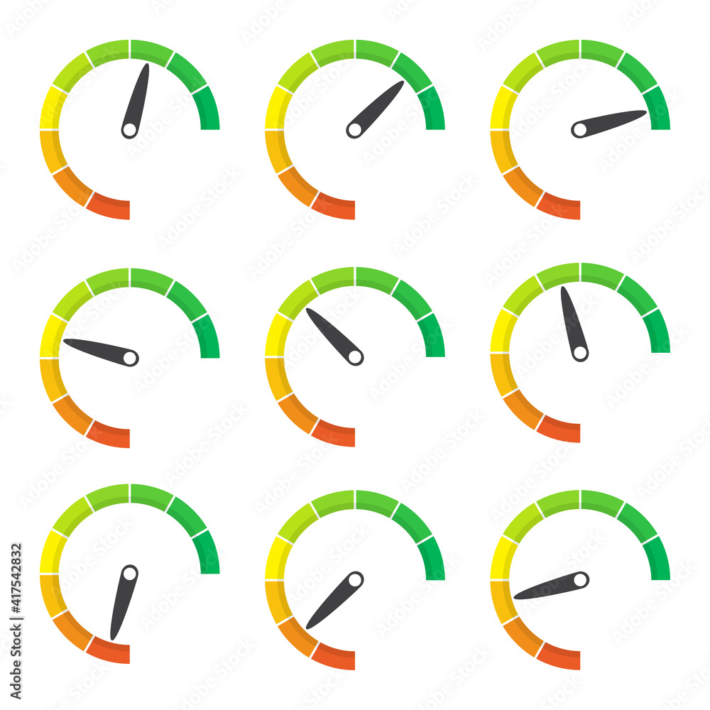 Aufkleber rating meter gauge element in a flat design. vector illustration