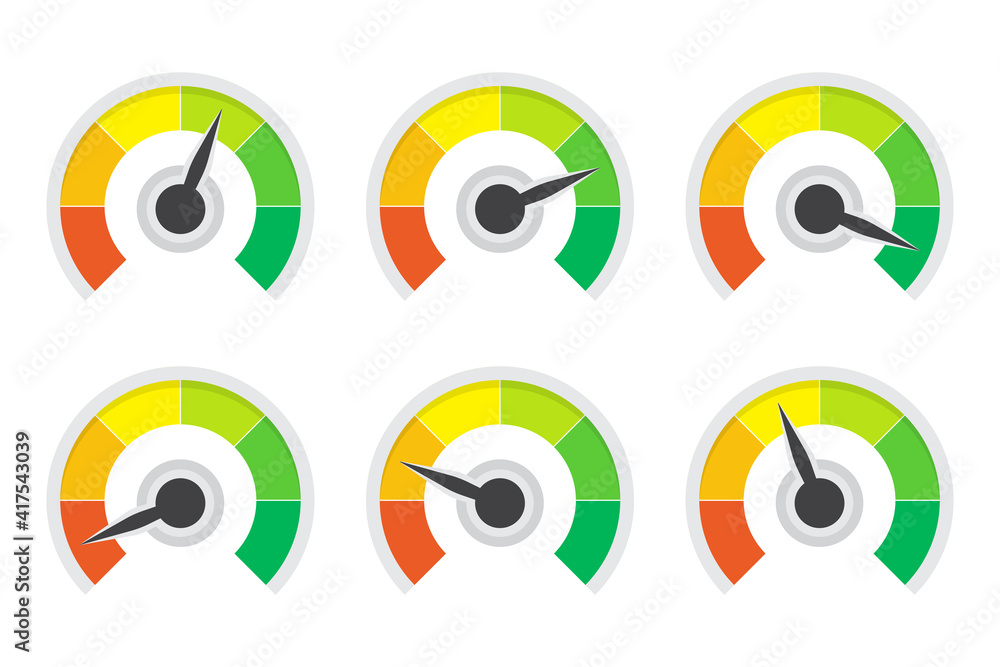Aufkleber set of level indicator gauges speedometer in a flat design