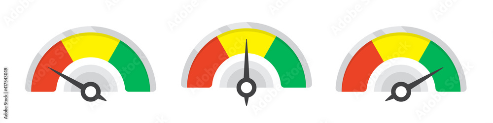 Aufkleber set of measuring speedometer icons. infographic gauge elements