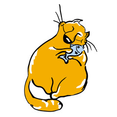 Cartoon cat with a fish