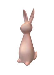 Realistic pink gold easter bunny statuette isolated on white background. Vector illustration with 3d decorative rabbits for Easter design.