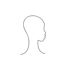 African girl in profile with bald head Continuous one line drawing, Vector female illustration made of single line, Cute afro teenage face minimalist black and white