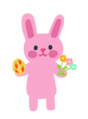 easter bunny with easter eggs and flowers
