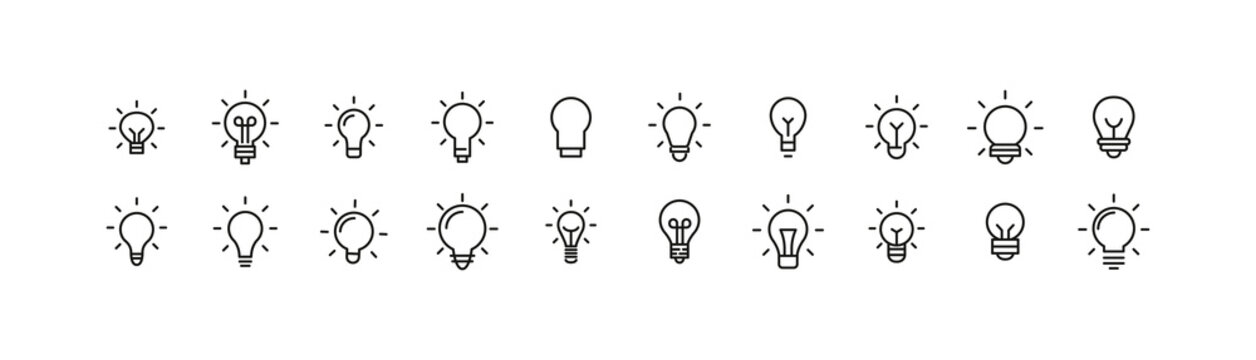 Editable vector pack of bulb line icons.