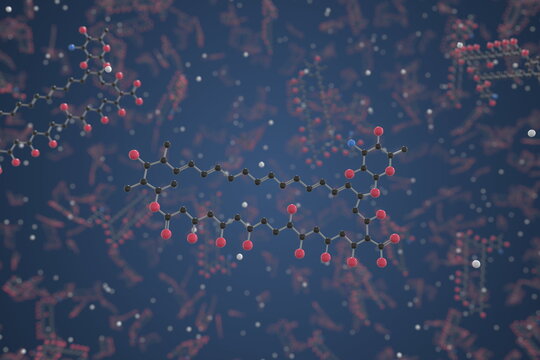 Molecule of Nystatin. Molecular model, science related 3d rendering