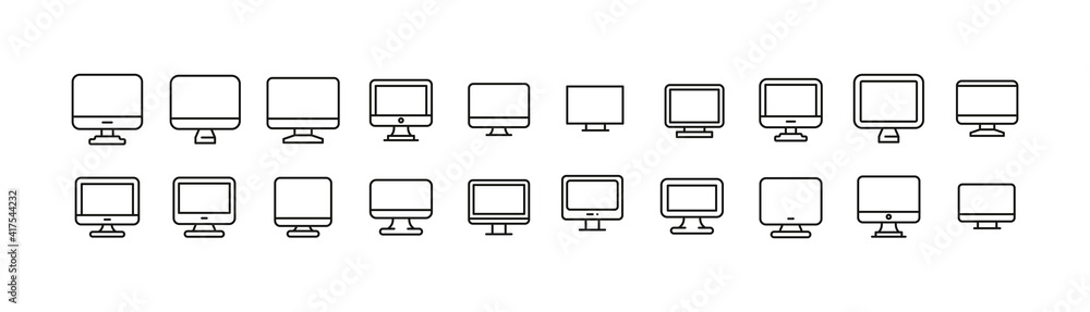 Poster editable vector pack of computer line icons.