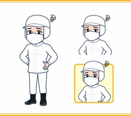 防護服を着た男性