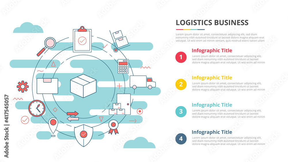 Aufkleber logistics business or delivery concept for infographic template banner with four point list informat