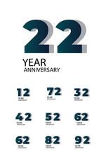 Year Anniversary Vector Template Design Illustration Blue Elegant White Background