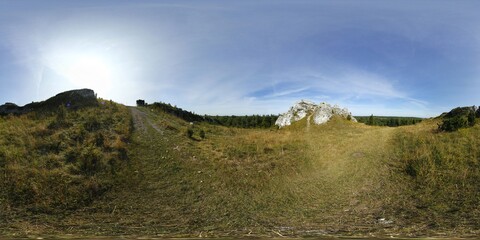 Jura in Poland with Limestone rocks HDRI Panorama