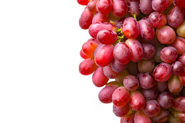 fresh red grape with water drop isolated