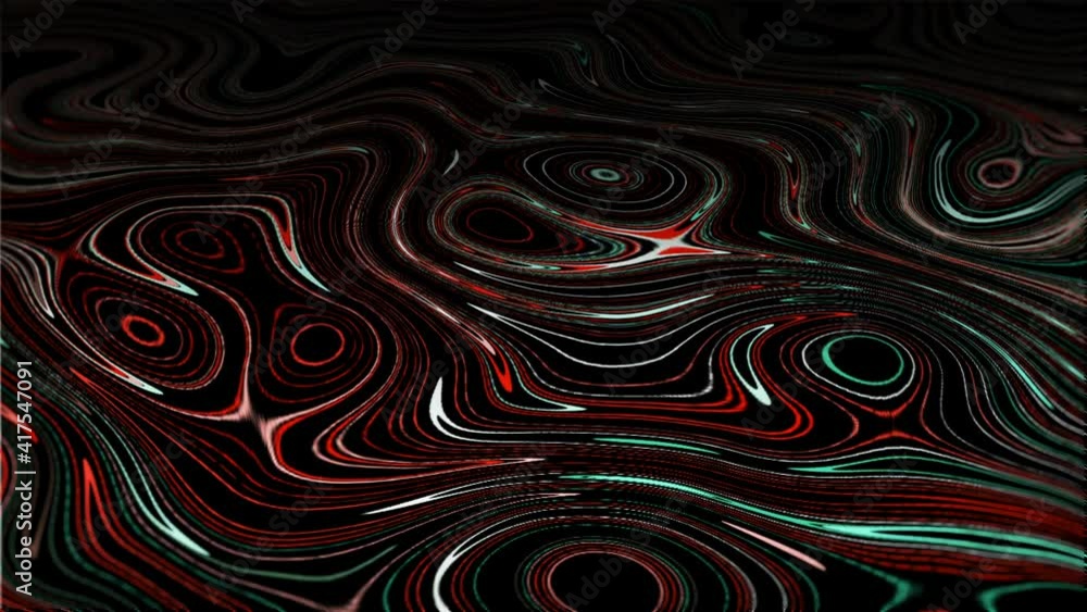 Sticker abstract colorful neon line in cyan and red color swirl on black background. futuristic modern backd