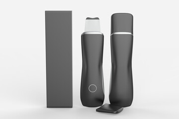 Ultrasonic Skin Scrubber Deep Face Cleaning Machine Peeling Shovel Facial Pore Cleaner Face Skin Scrubber Lift Machine. 3d illustration