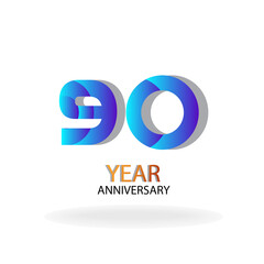 Year Anniversary Vector Template Design Illustration Blue Elegant White Background