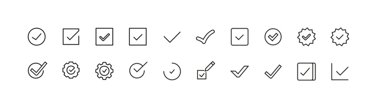 Simple line set of check icons.