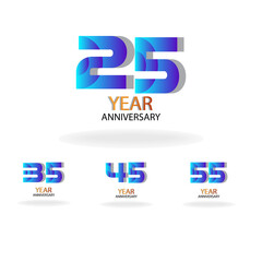 Year Anniversary Vector Template Design Illustration Blue Elegant White Background
