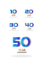 Year Anniversary Vector Template Design Illustration Blue Elegant White Background