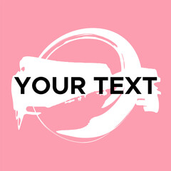Vector Round Shape on Pink. White Circle Stamp. Icon, Logo, Banner Design..