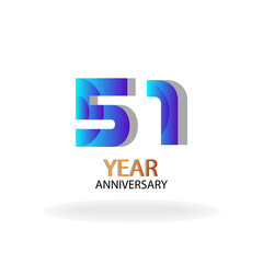 Year Anniversary Vector Template Design Illustration Blue Elegant White Background