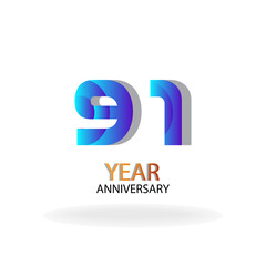 Year Anniversary Vector Template Design Illustration Blue Elegant White Background