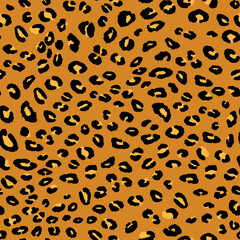 Abstract modern leopard seamless pattern. Animals trendy background. Beige and black decorative vector stock illustration for print, card, postcard, fabric, textile. Modern ornament of stylized skin.