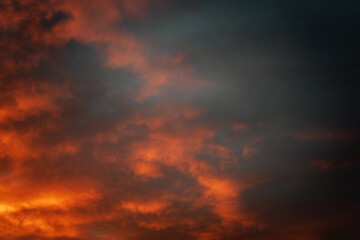 colorful dramatic sky with cloud at sunset