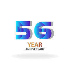 Year Anniversary Vector Template Design Illustration Blue Elegant White Background