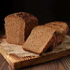 Bread on a black background