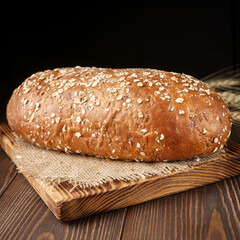 Bread on a black background