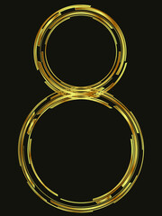 vector image of the number 8 in golden tones on a dark background