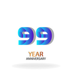 Year Anniversary Vector Template Design Illustration Blue Elegant White Background
