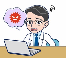 白衣を着た研究員の男性