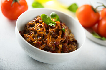 Healthy homemade red bean ragout with vegetables