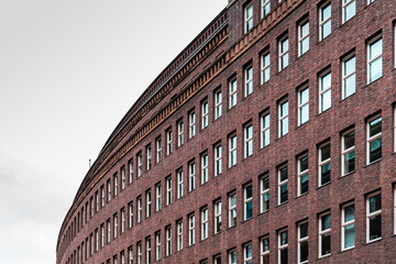 Old residential building with red brick facade in Hamburg