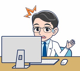 白衣を着た研究員の男性