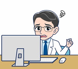 白衣を着た研究員の男性