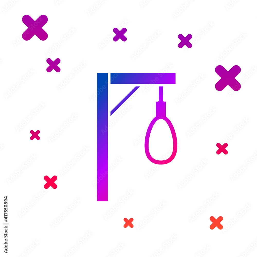 Poster color gallows rope loop hanging icon isolated on white background. rope tied into noose. suicide, ha