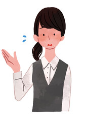 ビジネス 女性 案内 困り顔