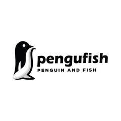 Penguin and fish smart logo combination.