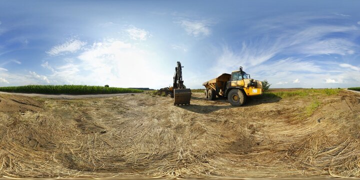 Digger on the field HDRI Panorama