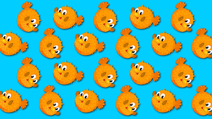 Fototapeta premium Colored illustration on the theme of the underwater world. Tropical fish. Fish ball.